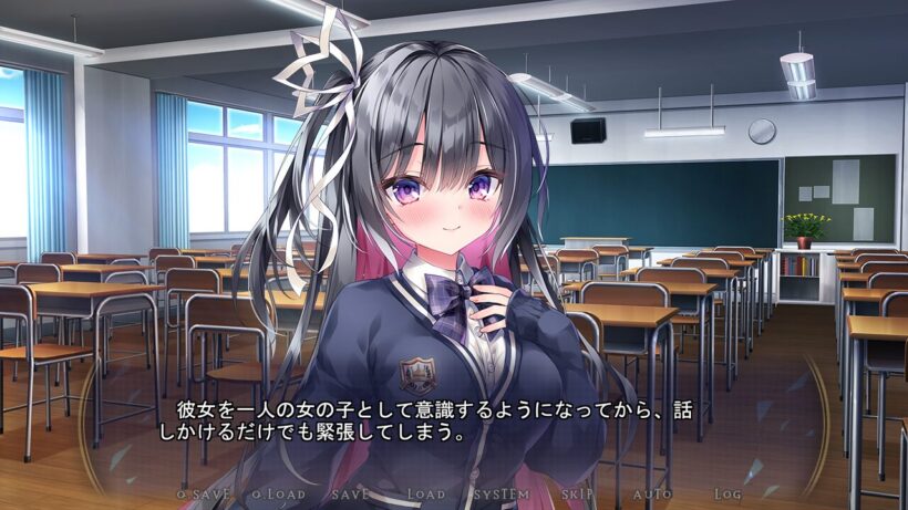 教室で飛鳥 凛に話しかける際、異性としての意識から緊張している様子を語る土岐 譲のモノローグ