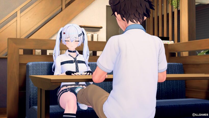 アイコミの机下足愛撫